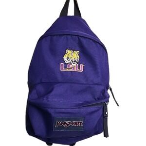 Jansport LSU Mini Purple Backpack Bookbag Padded Straps Pockets Logo  University